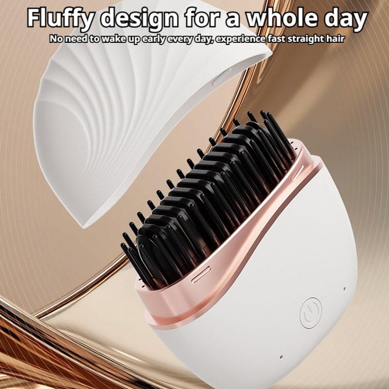 Mini Hair Straightener, Cordless Mini Straightener Brush with Fast Heating, Double-sided Ceramic Plates, Portable Travel Hair Tool, 3 Temperature Settings (white) - Image 4